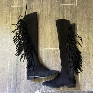 Stuart Weitzman 50 50 Mane Suede Fringe Boots